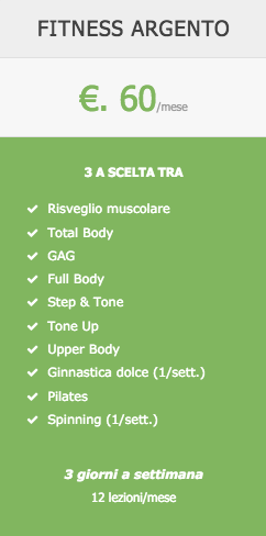 Pacchetto Fitness Argento | Mese